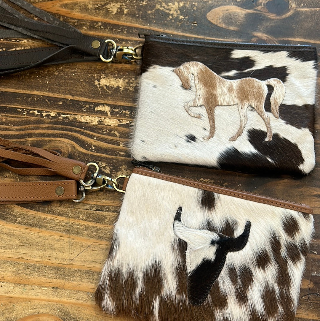 Large Cowhide Pouch with Wristlet