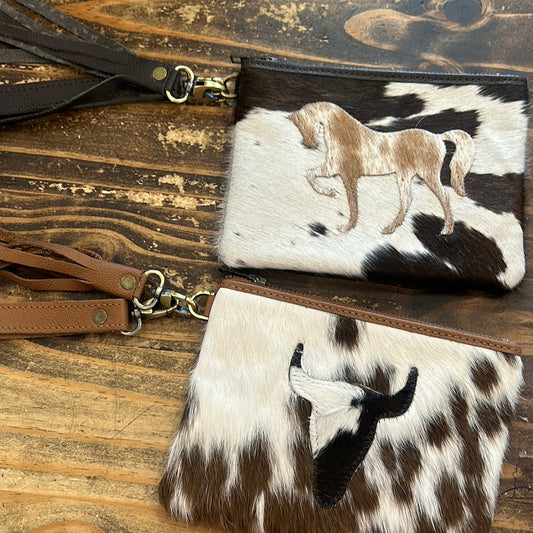 Large Cowhide Pouch with Wristlet