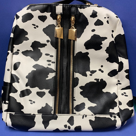 Cow Print Leather Backpack