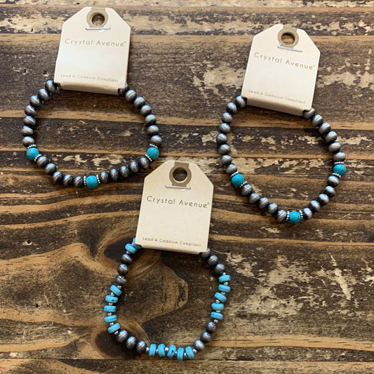 Small Gray/Turquoise Bracelet