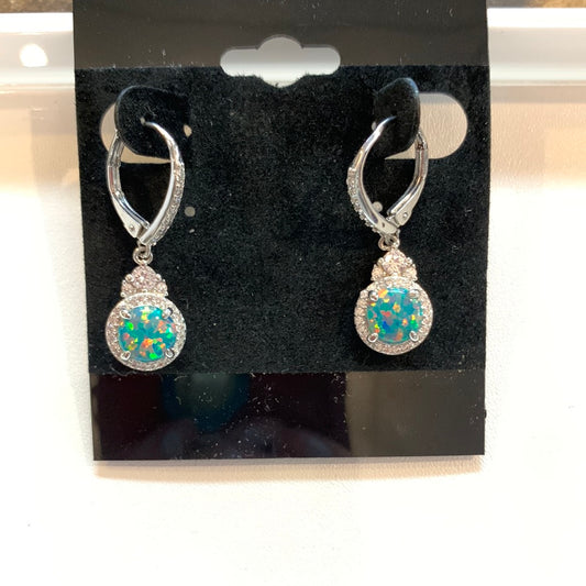 Teal Fire Opal Earring