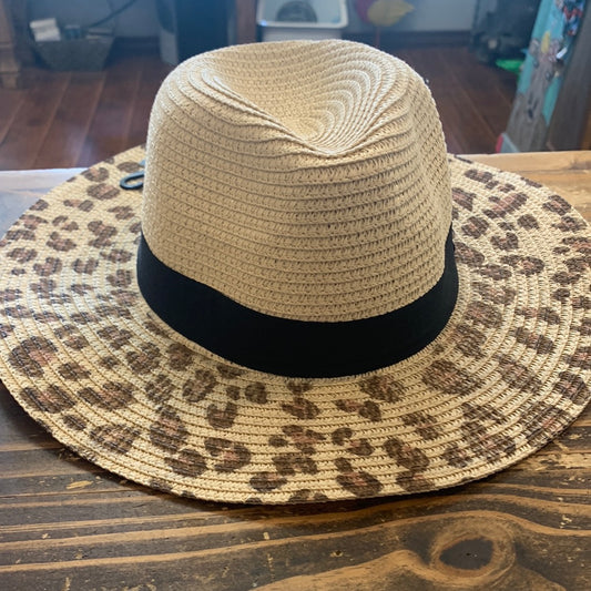 Light Tan Cheetah Straw Hat