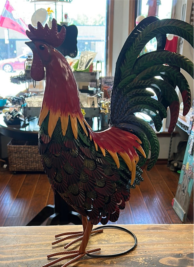 Large Colorful Metal Rooster