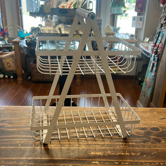 White Metal Two Tier Holding Basket