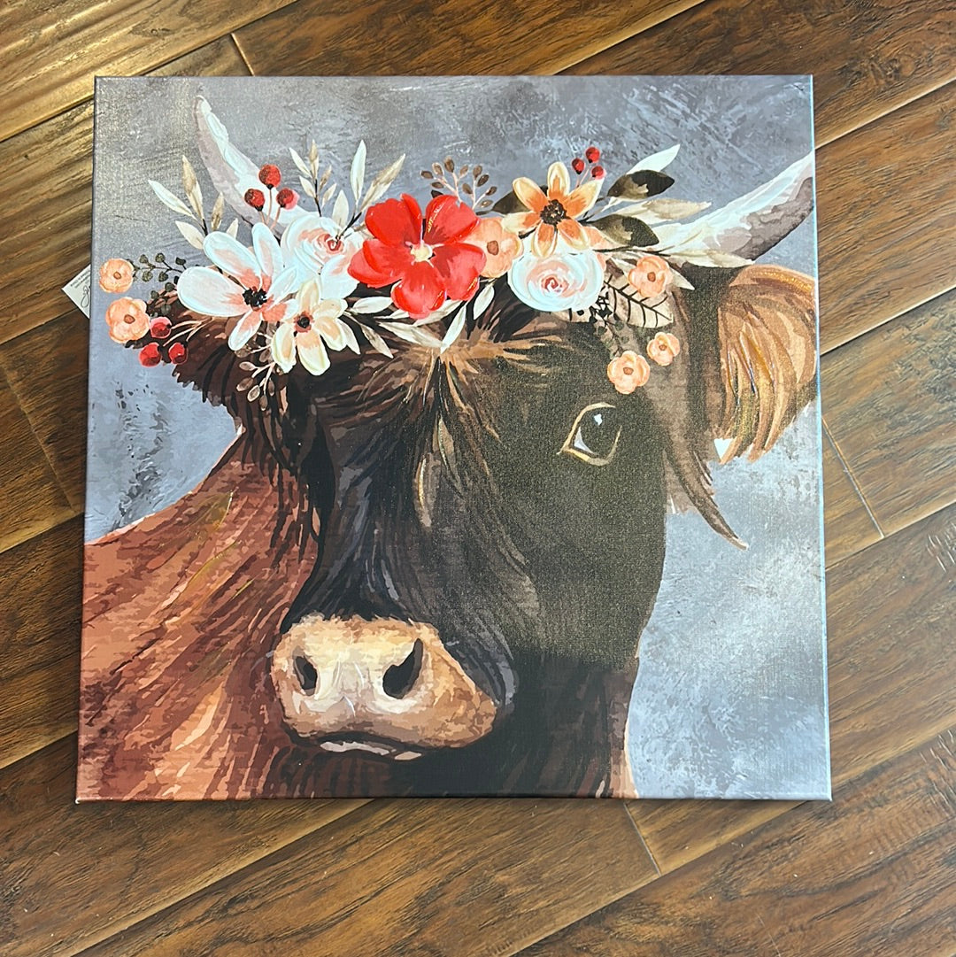 Floral Cow Canvas