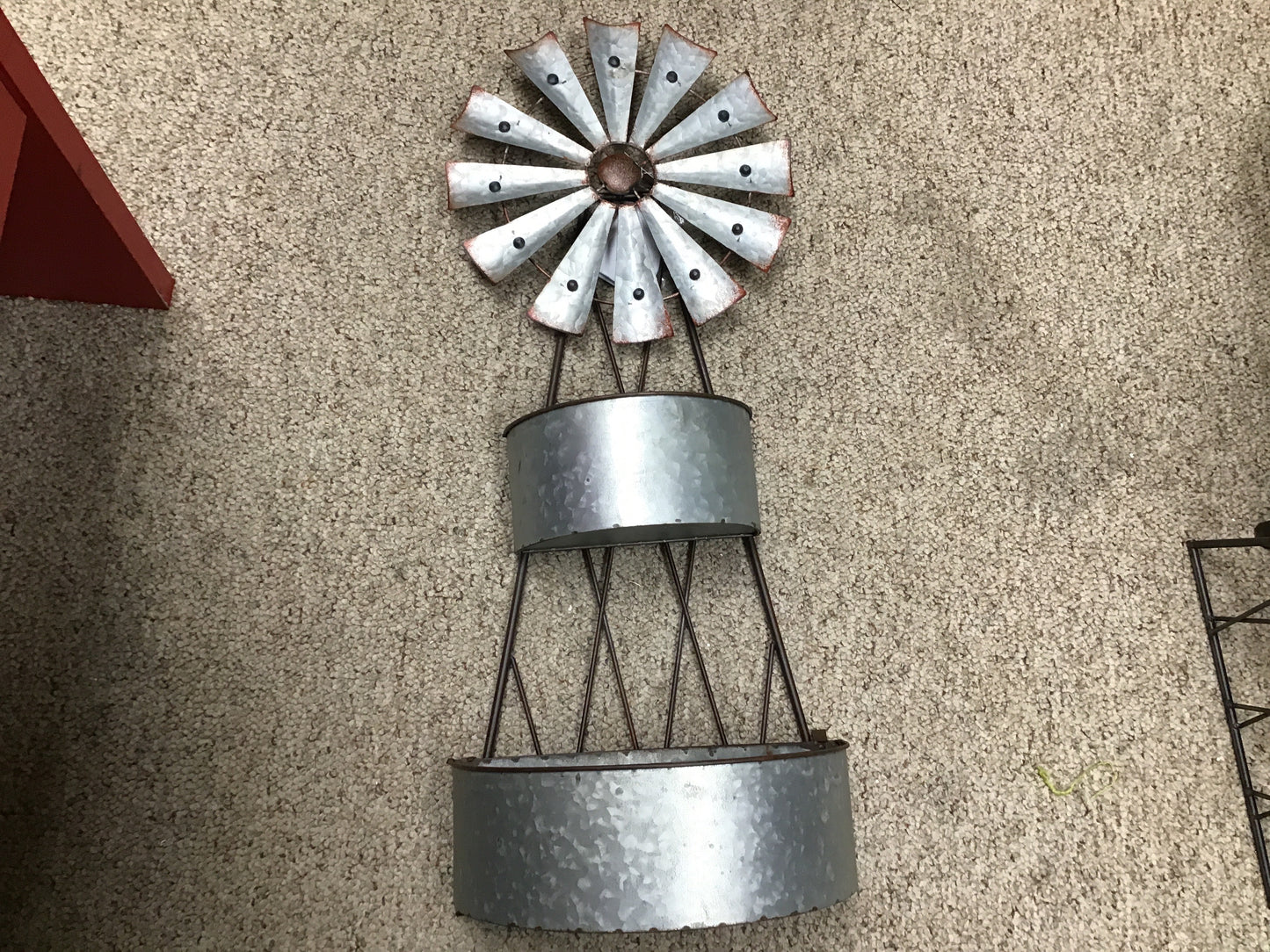 Tin Windmill Wall 2 Tier Planter