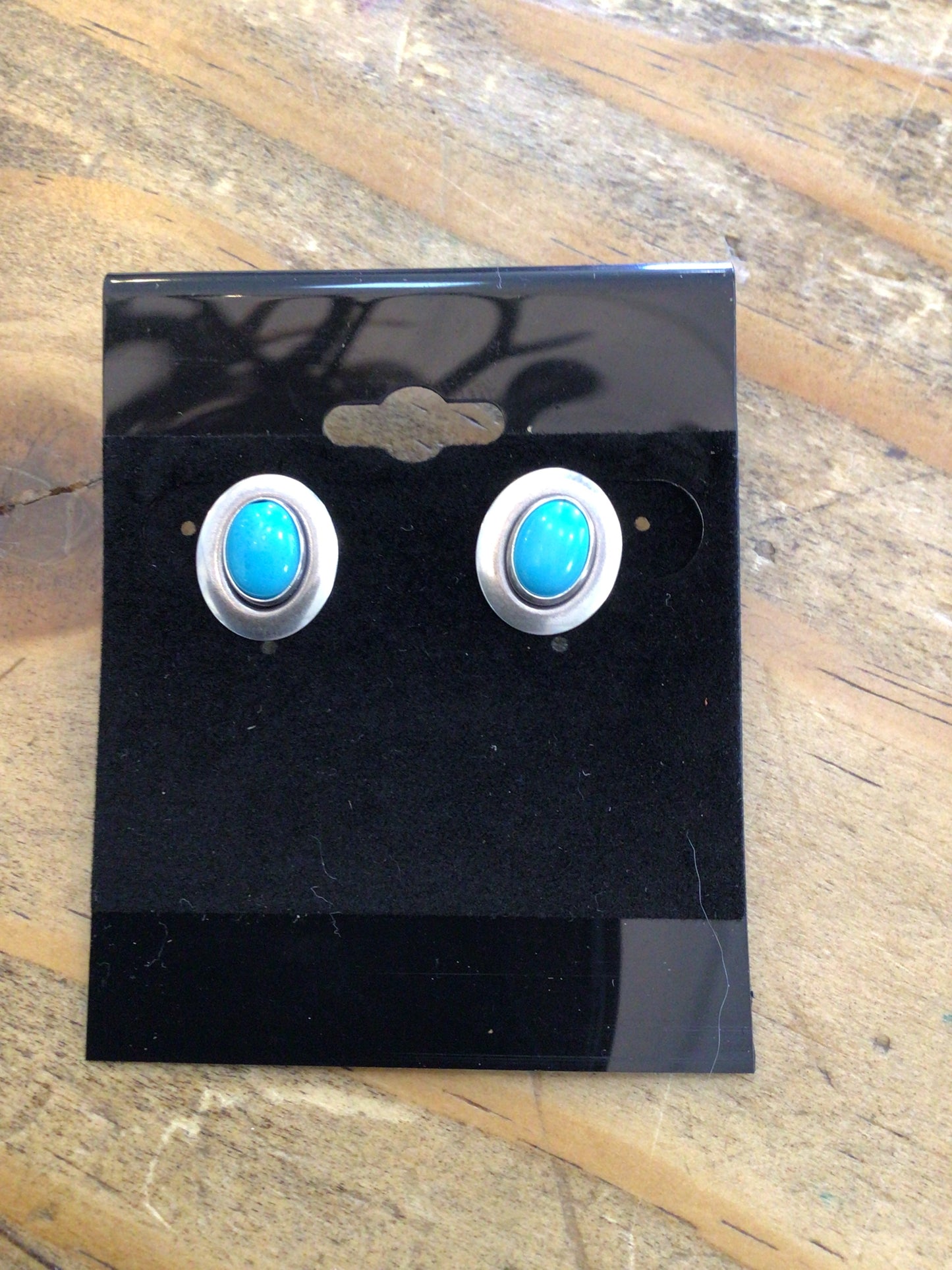 SS Turquoise Stone Oval Stud