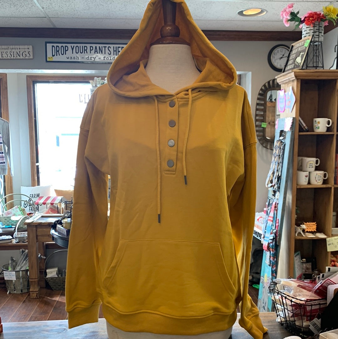 Henley Neck French Terry Hoodie