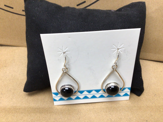 SS Black Stone Teardrop Dangle ER