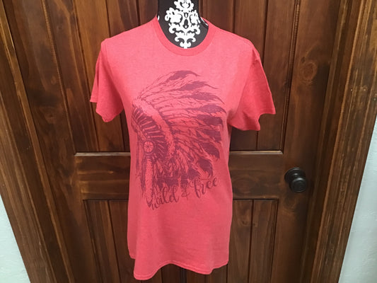 Red Native Man Wild & Free T-Shirt