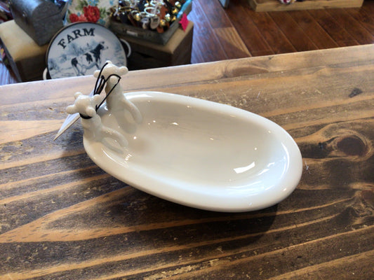 Stoneware White Bathtub Soap Dish