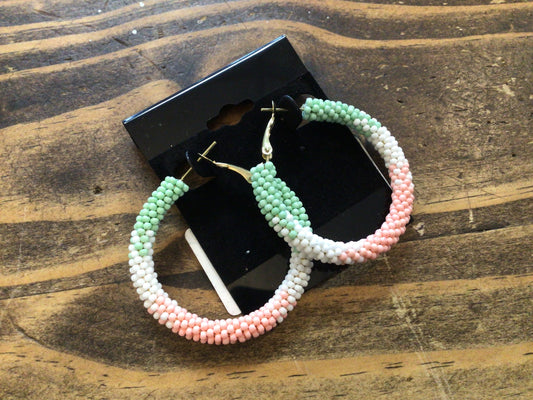Seed Bead Gradient Pink Hoops