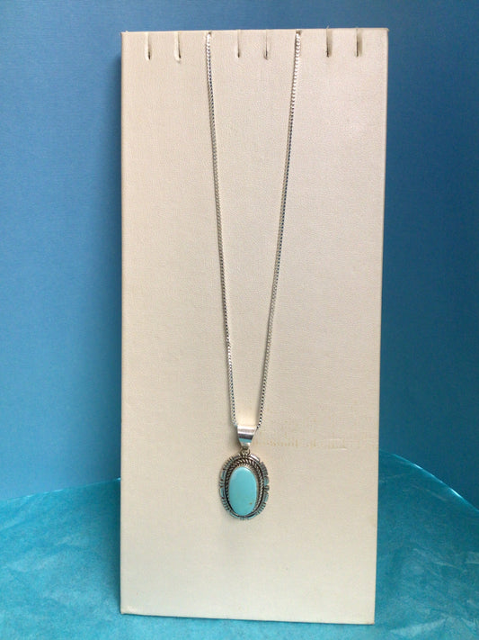 SS Large Turquoise Stone Necklace