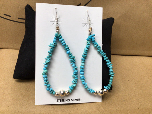 SS Turquoise Stone Teardrop ER