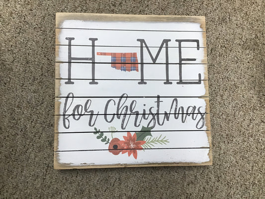 Home For Christmas (Oklahoma) Box Sign