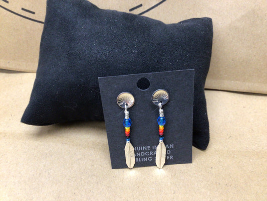 SS Multi-Color Feather Dangle ER