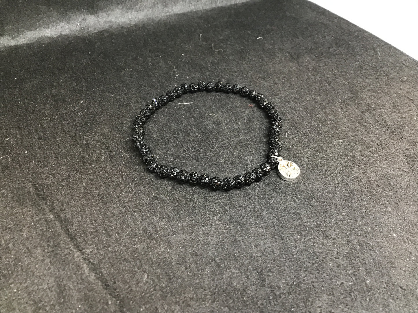 Rustic Cuff Emerson Micro Black Beads with Silver Pendant