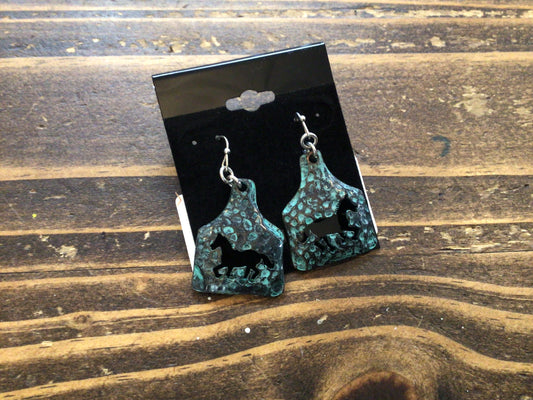 Horse On Metal Cowtag Earring