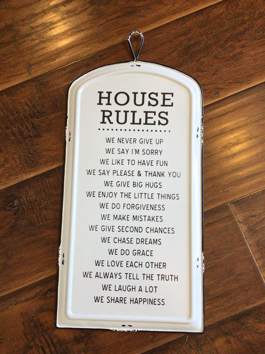 Enamel House Rule Wall Sign