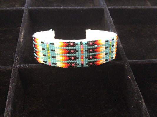 Large Beaded Leather Cuff