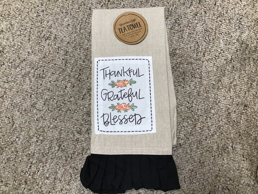 Thankful Grateful Blessed Tea Towel
