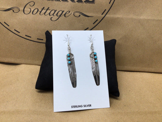 SS Triple Turquoise Stone Dangle ER