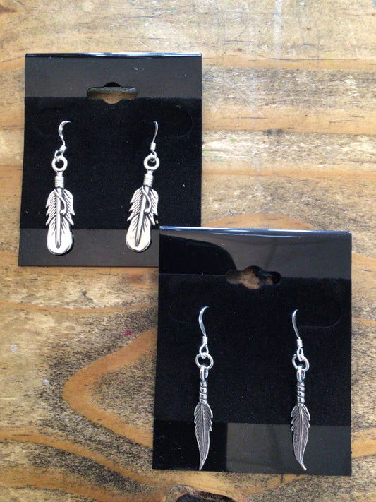 SS Silver Feather Dangle ER