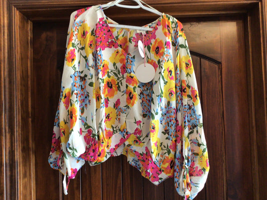 Floral Print Long Puff Sleeve
