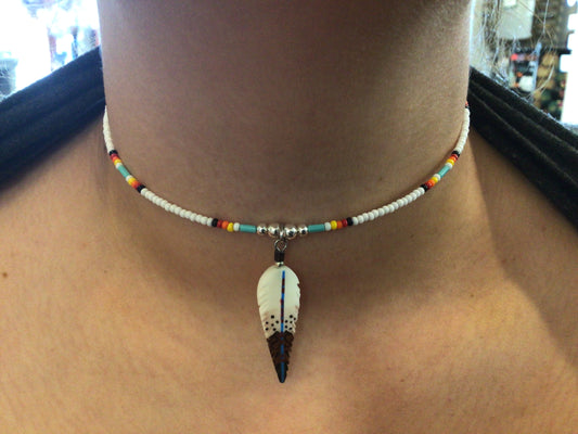 Beaded Feather Choker