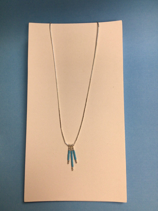 SS 3 Turquoise Fringe Necklace