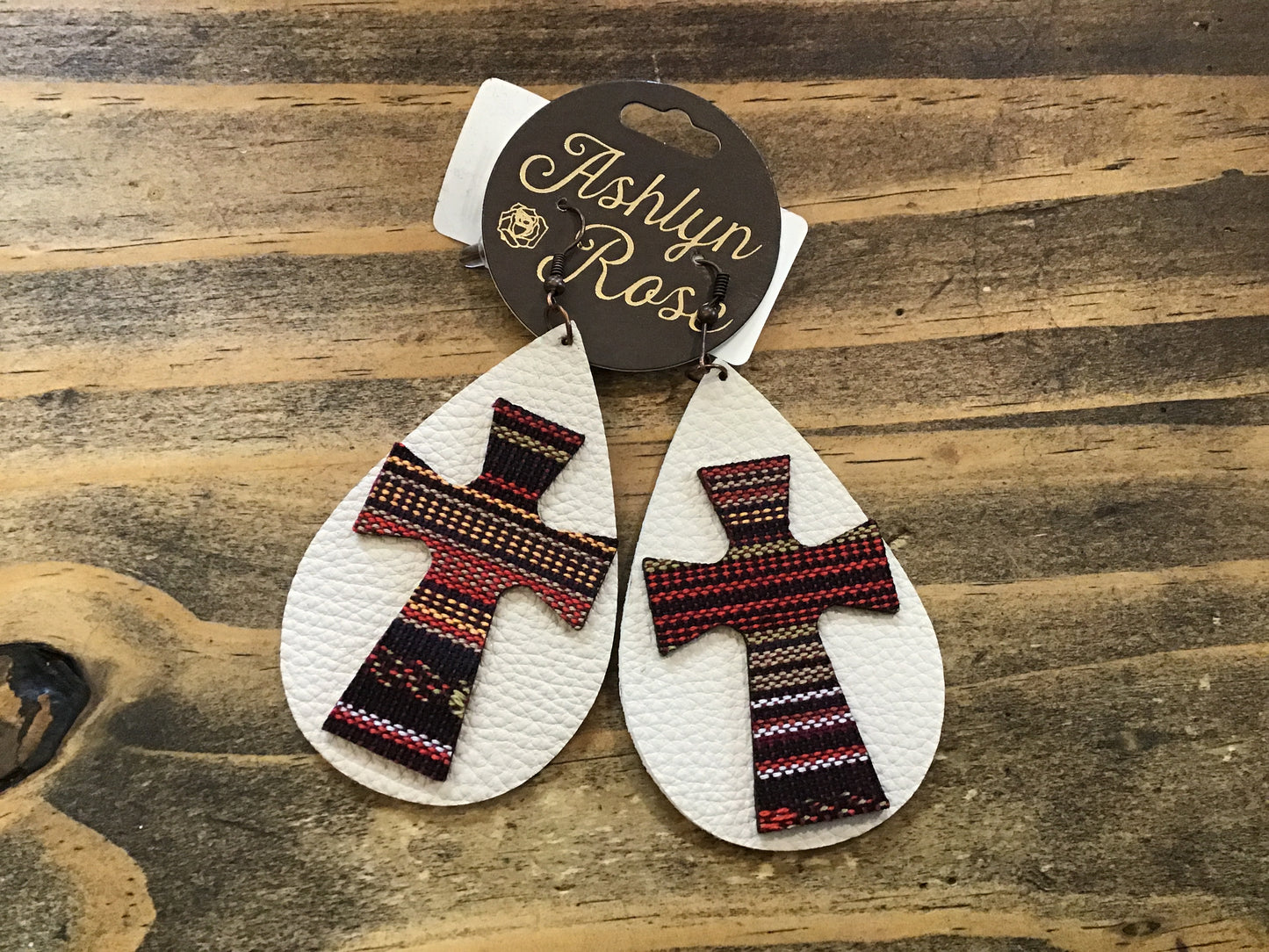 Teardrop Serape Cross Earrings