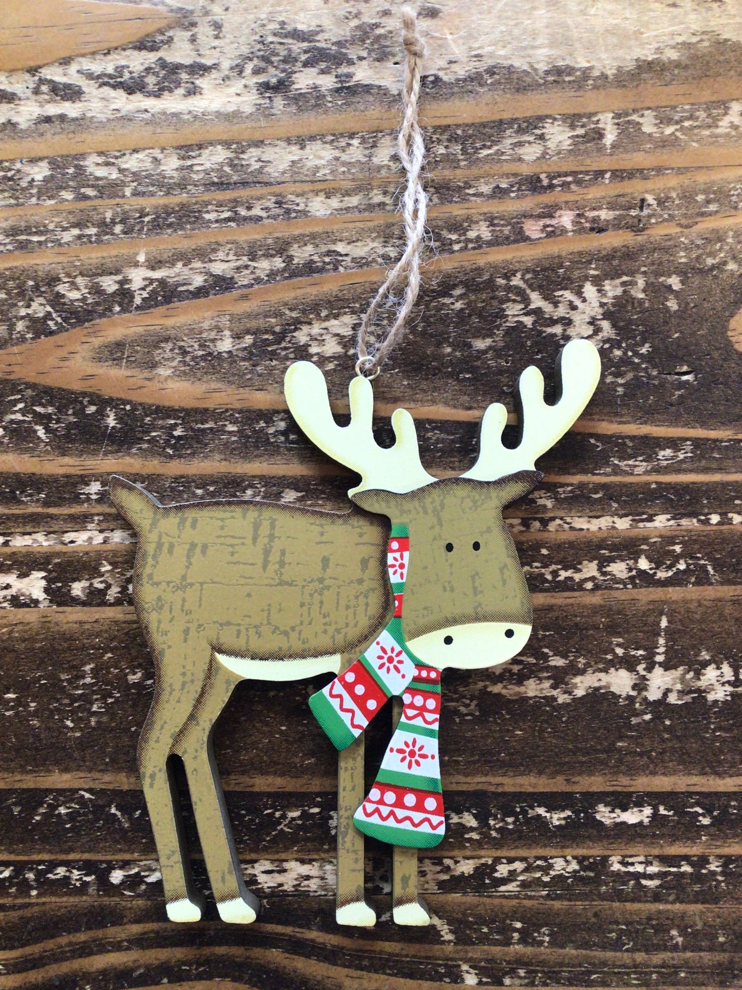 Large Wood Reindeer Ornament