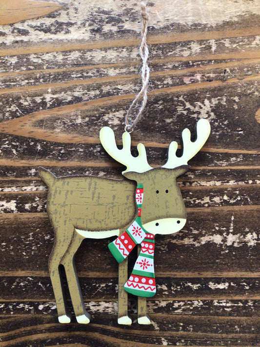 Large Wood Reindeer Ornament