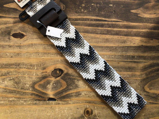 M&F Black/White/Silver Chevron Belt