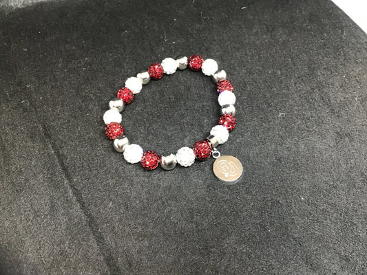 Rustic Cuff Andrea White/Crimson OU