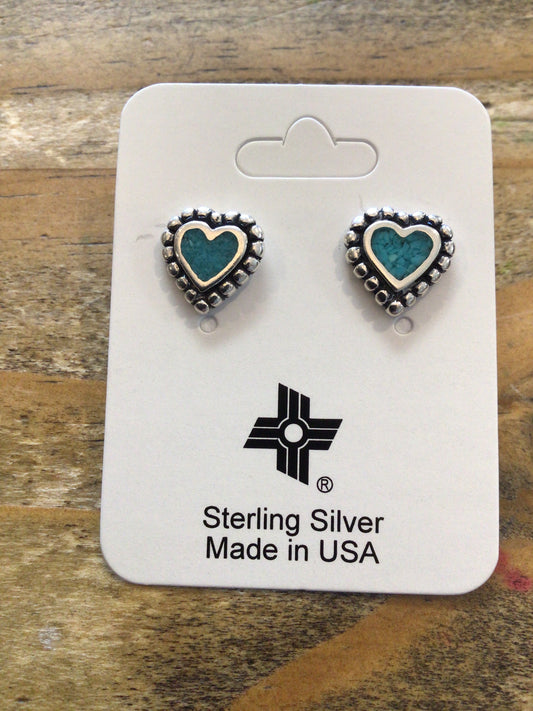 SS Turquoise Stone Heart Stud