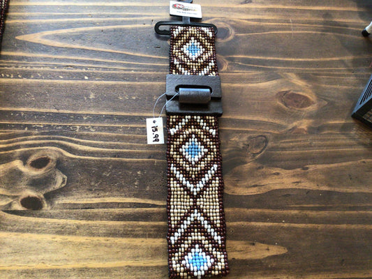 M&F Blue/Tan/Brown/White Beaded Belt