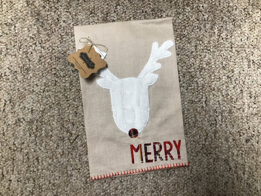 Reindeer Cable Knit Towel