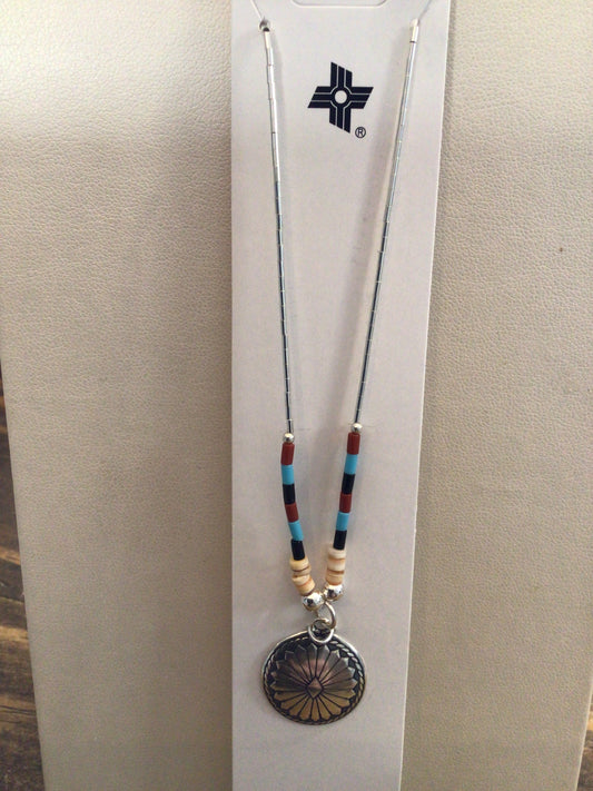 SS Small Beaded Concho Necklace