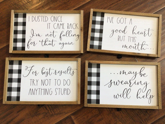 Wood Framed Wall Humor Signs
