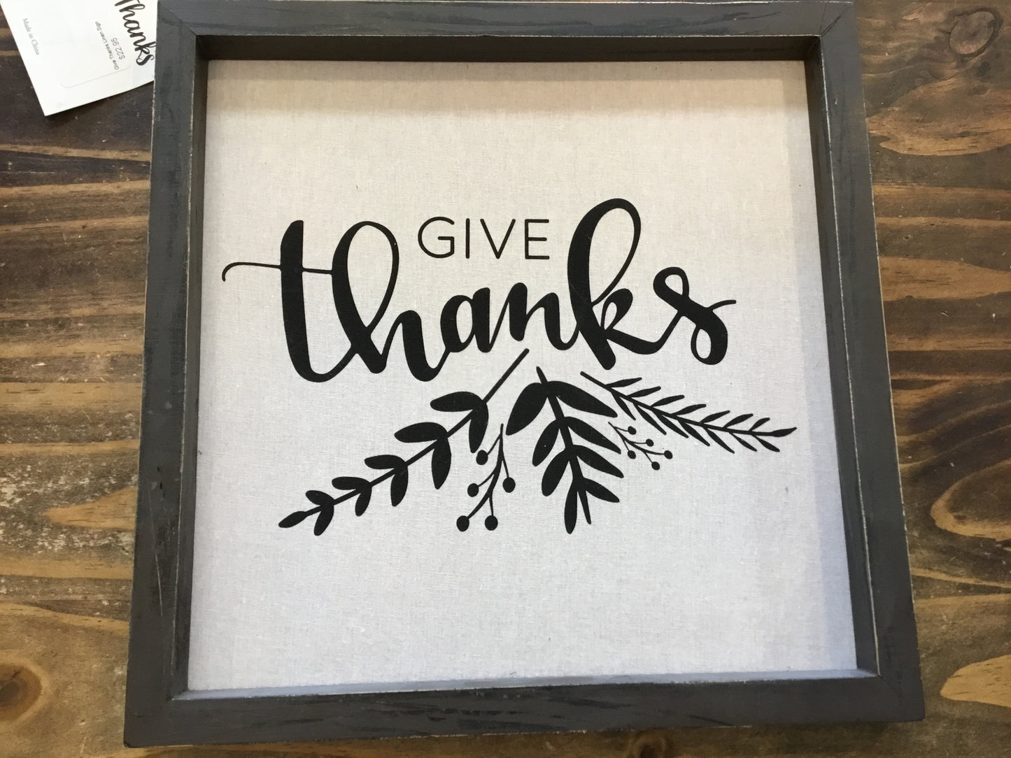 Give Thanks Linen Sign