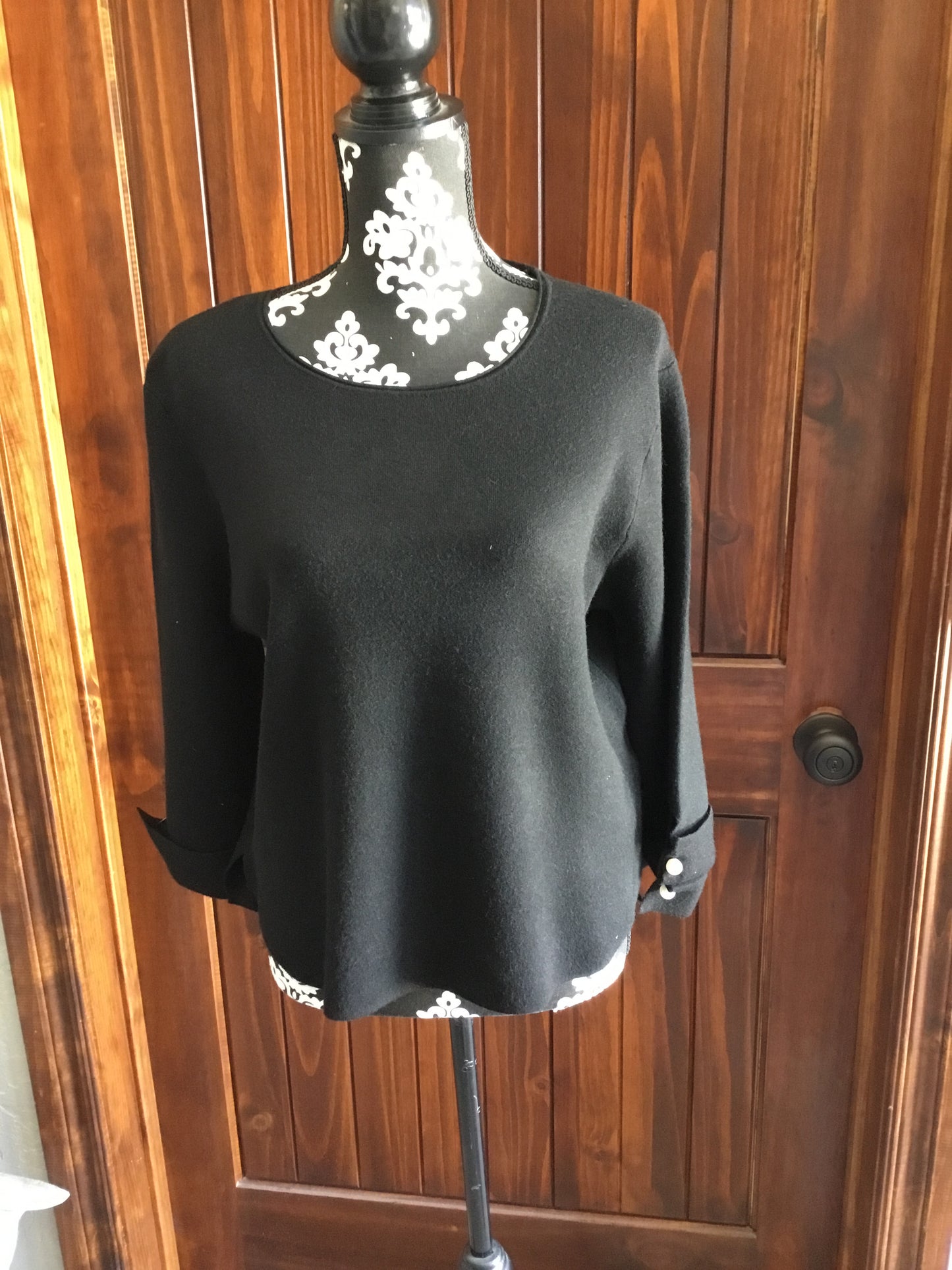Charlie Paige Black Sweater w/ Pearl Pin
