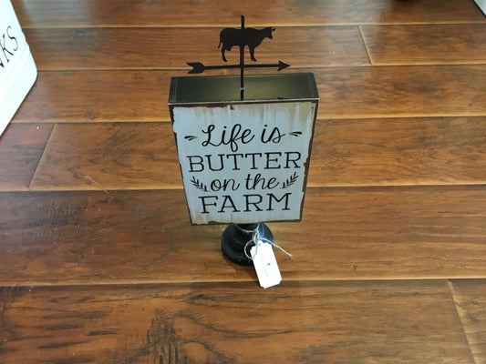 Wood Cow Table Top Sign