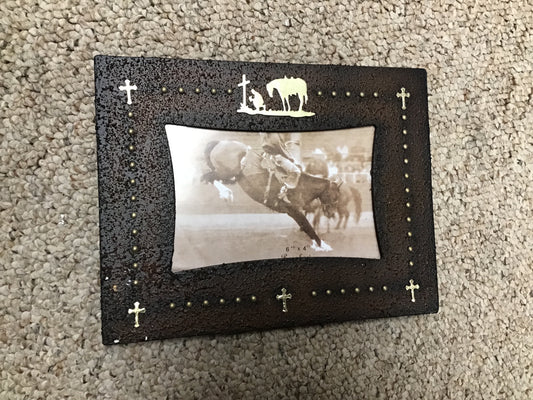 Metal Cowboy Praying Frame