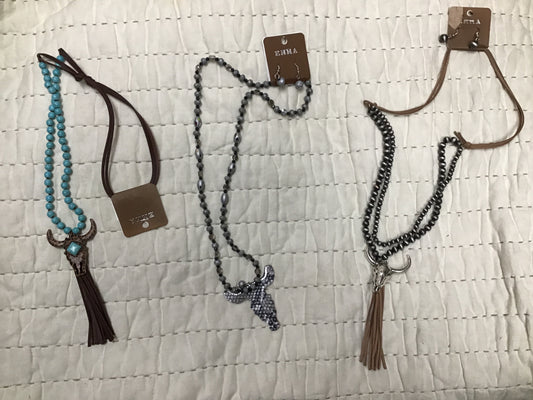 Long Bull Beaded Necklace