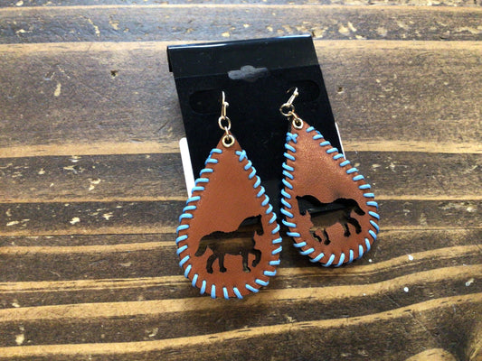 Leather Horse Earrings