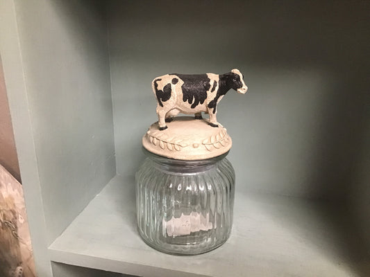 Glass Jar with Cow Lid