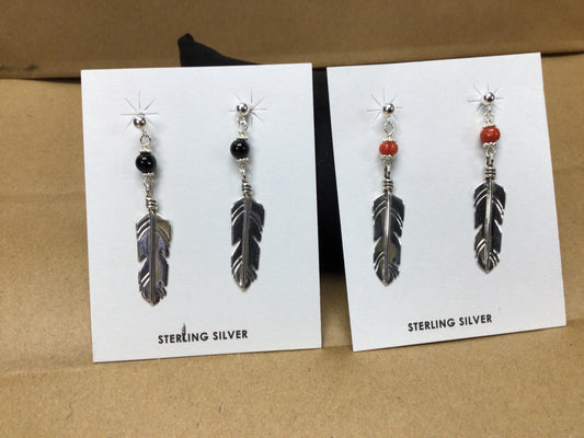 SS Large Feather Dangle ER