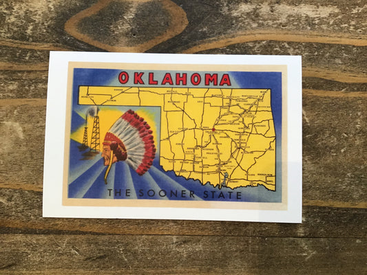Oklahoma The Sooner State (Blue Background)