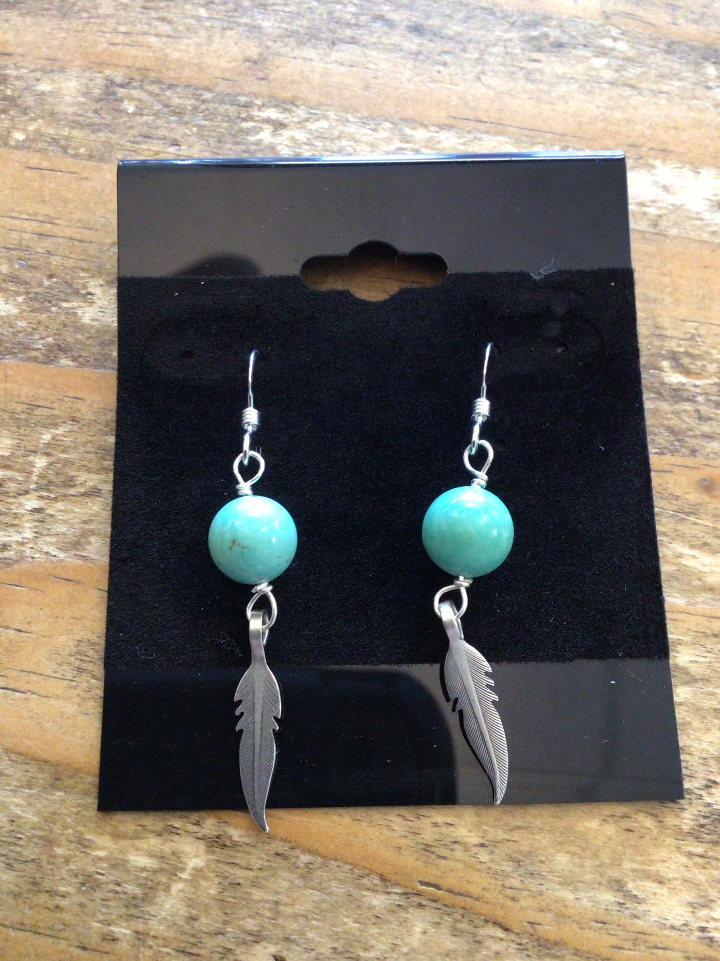 SS Turquoise Stone Feather Dangle